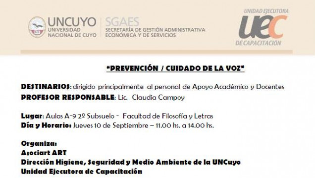 imagen Curso de Prevención y Cuidado de la Voz