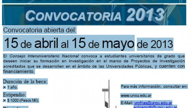 imagen Becas Estímulo a las Vocaciones Científicas 2013 