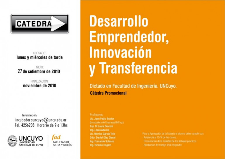 imagen Cátedra "Desarrollo Emprendedor, Innovación y Transferencia