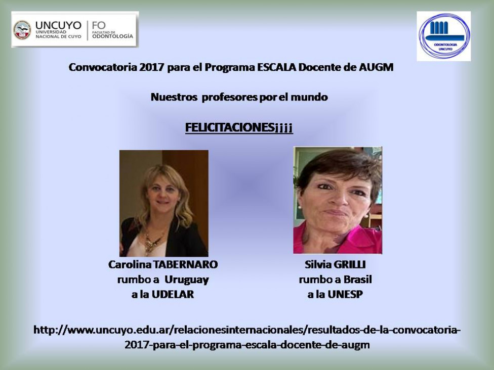 imagen  Docentes seleccionados para ESCALA AUGM 2017