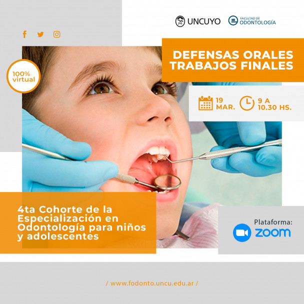 imagen Presentación de trabajos finales: Especialización en Odontología para niños y adolescentes