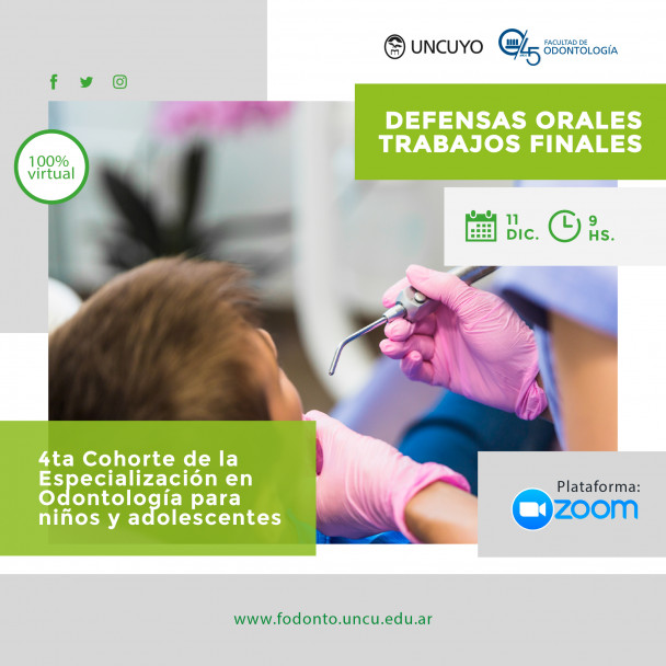 imagen Presentación de trabajos finales: Especialización en Odontología para niños y adolescentes