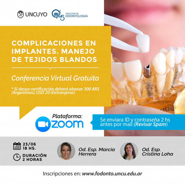 imagen Nueva conferencia virtual gratuita, sobre implantes y manejo en tejidos blandos