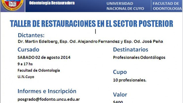 imagen TALLER DE RESTAURACIONES EN EL SECTOR POSTERIOR 