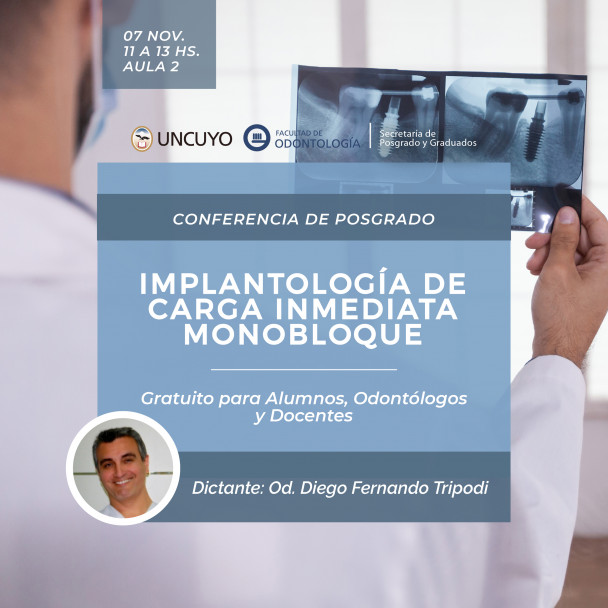 imagen Posgrado invita a una conferencia sobre implantología de carga inmediata monobloque