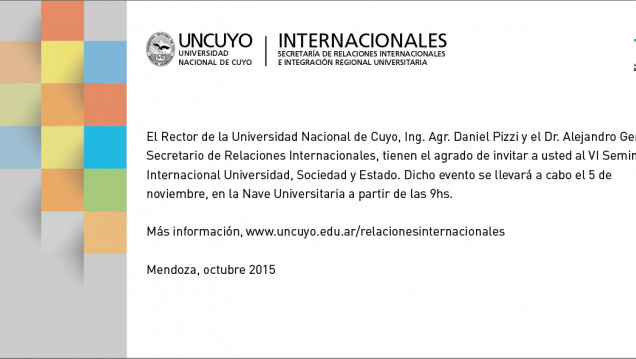 imagen Invitación VI Seminario Internacional "Universidad, Sociedad y Estado"