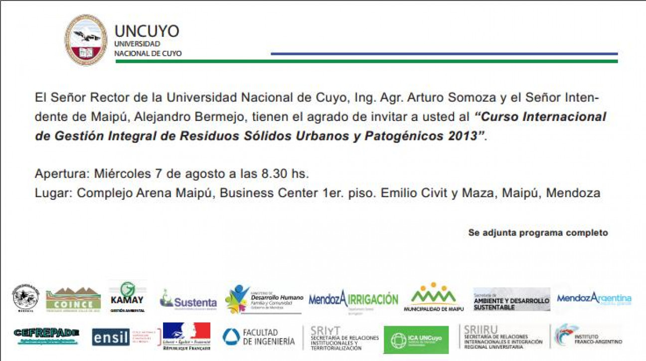 imagen Curso Internacional de Gestión Integral de Residuos Sólidos Urbanos y Patogénicos 