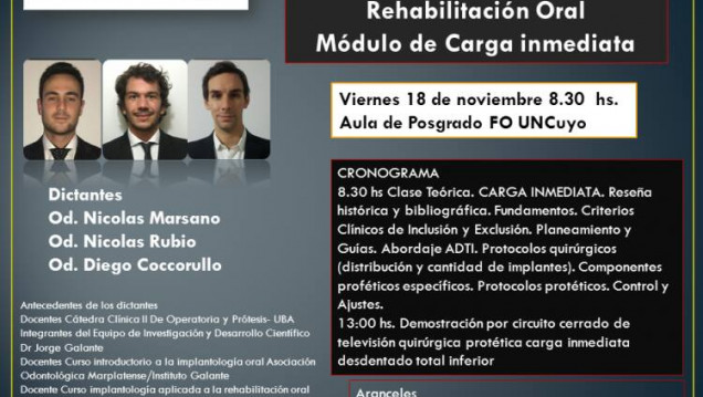 imagen Jornadas de Actualización en Rehabilitación Oral: MÓDULO DE CARGA INMEDIATA