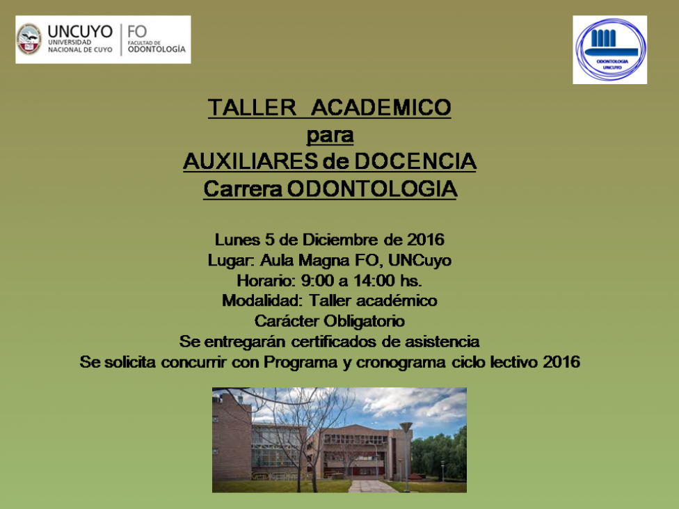 imagen TALLER ACADEMICO 2016 para Auxiliares de Docencia