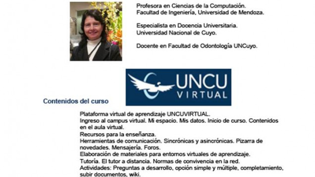 imagen Curso a distancia Uso de la Plataforma Virtual UNCUVirtual